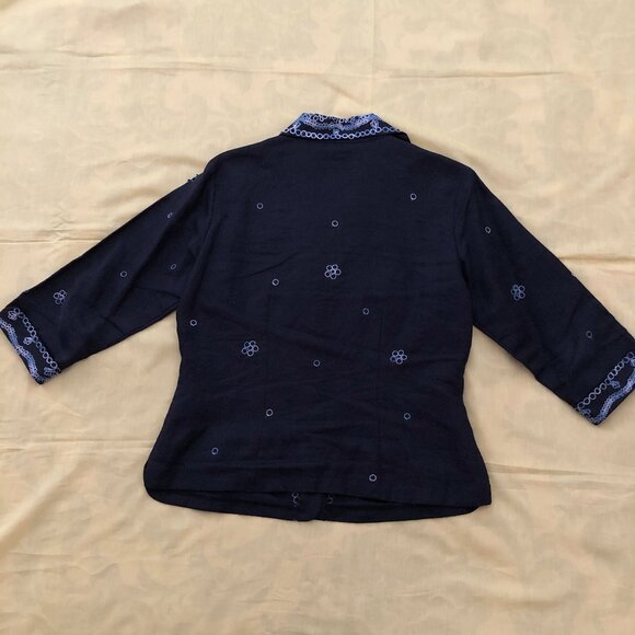 Linen Ink Blue Embellished Suit Shirt - Picture 10 of 13